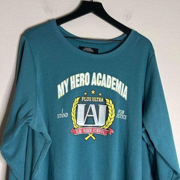 Torrid My Hero Academia Teal Cozy Fleece Sweatshirt - Picture 7 of 8